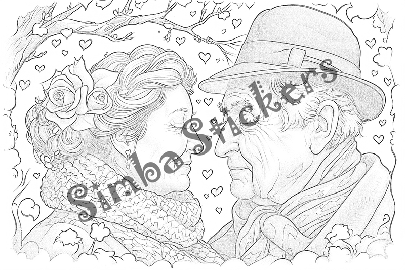 Colouring pages, bundle of people, grandparents and family, 25 images