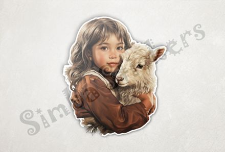 Goat kid held by  girl of Asian origin