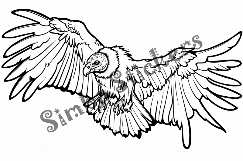 Colouring pages, bundle of  vultures flying, 10 images, c3nz5p