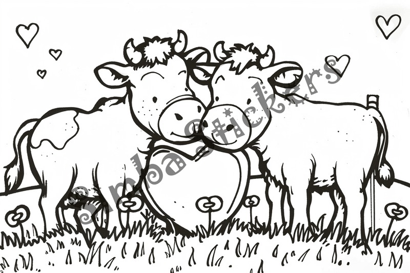 Colouring pages, bundle of cattle, 50 images
