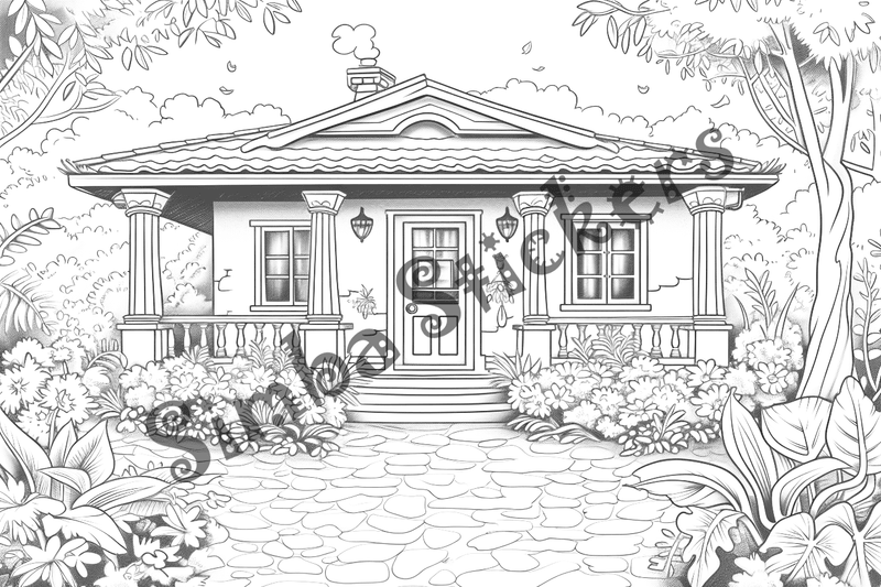 Colouring pages, bundle of houses, 25 images 2