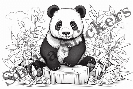 Colouring pages, bundle of pandas, 10 images, ecxuux