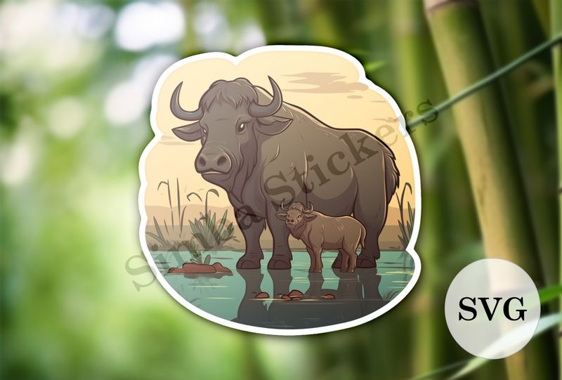 Buffalo mother with calf