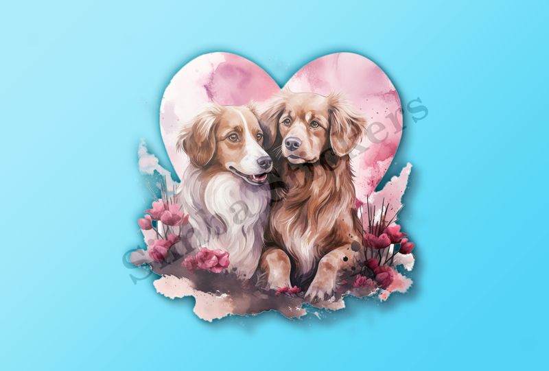 Dogs in love, watercolour