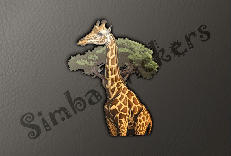 Giraffe in front of tree, towering above it