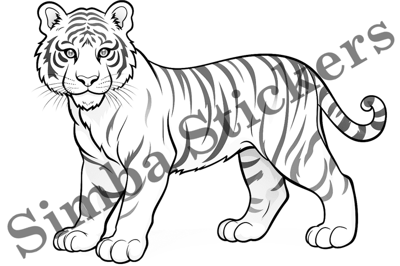 Colouring pages, bundle of tigers, 10 images