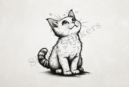 Cat looking up innocently, outline art, uymb4f