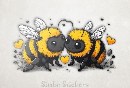 Bees in love cheek-to-cheek