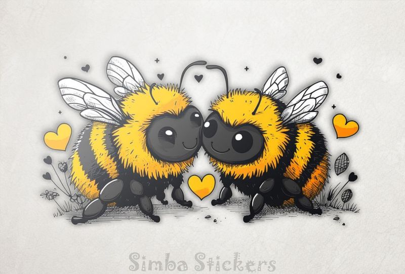 Bees in love cheek-to-cheek