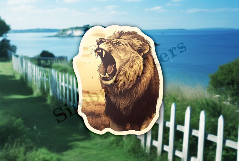Male lion roaring
