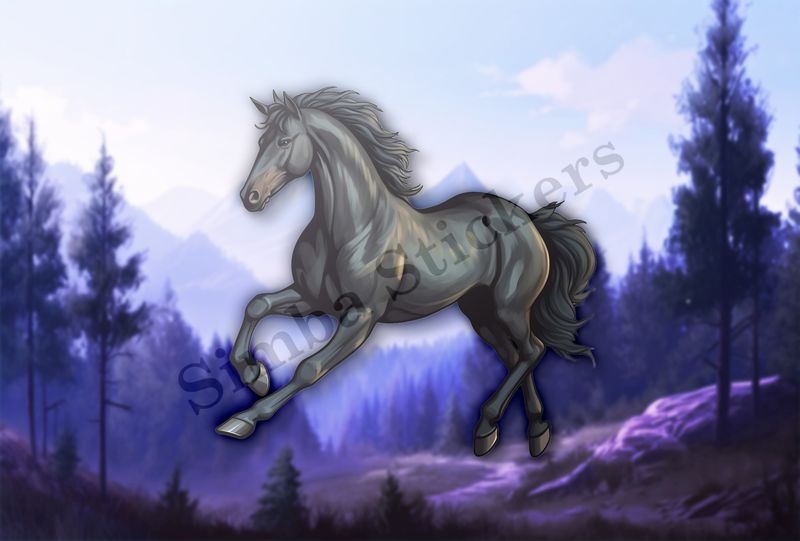 Black horse running