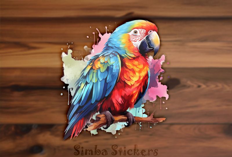Parrot perching, watercolour, xh4agh