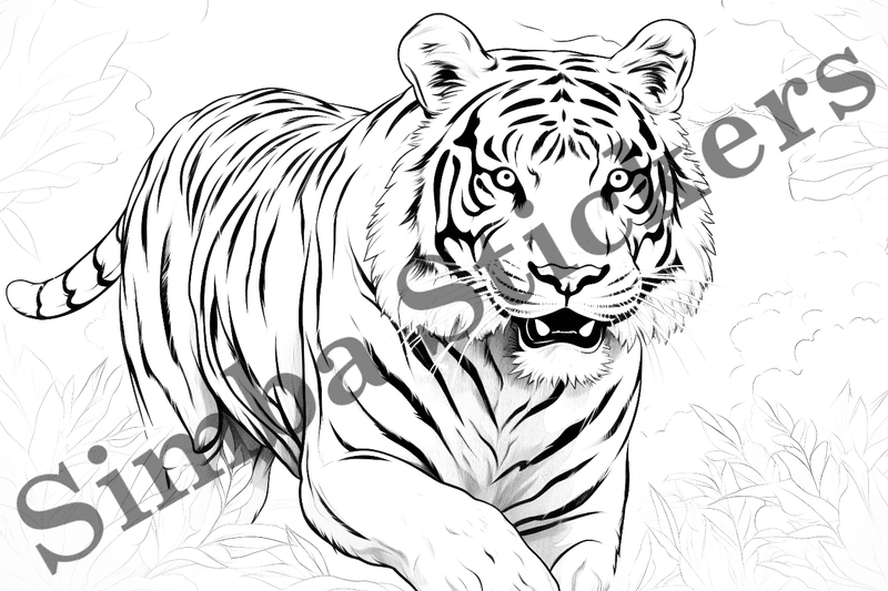 Colouring pages, bundle of tigers, 25 images