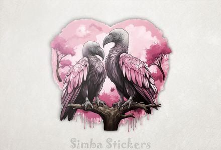 Vultures in love in Valentine&#x27;s heart frame, r1n8ac