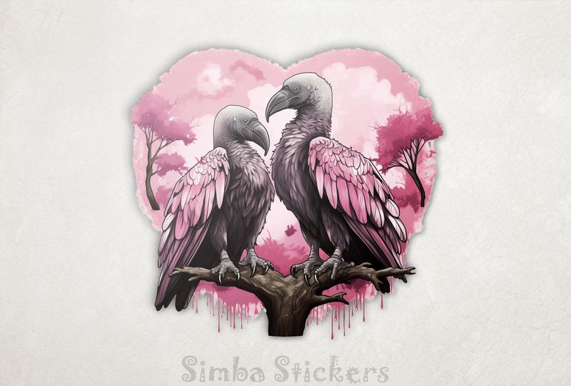 Vultures in love in Valentine&#x27;s heart frame, r1n8ac