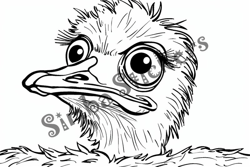Colouring pages, bundle of ostriches, 50 images