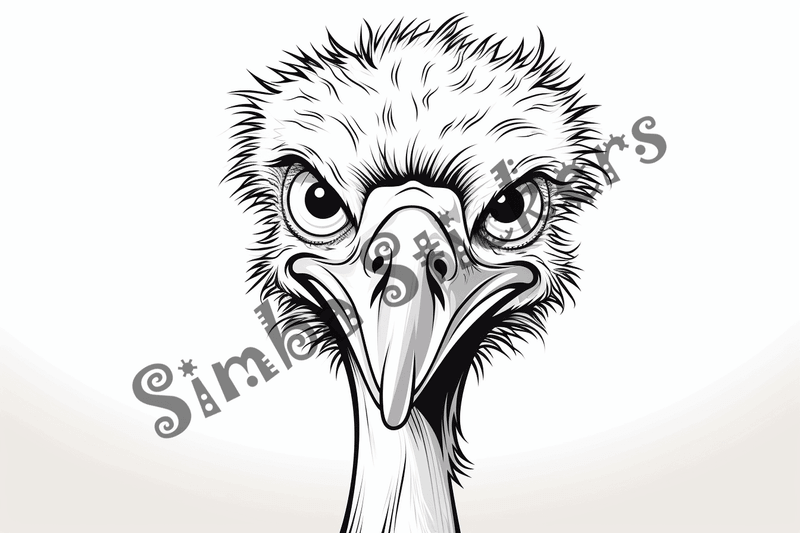Colouring pages, bundle of ostriches, 50 images