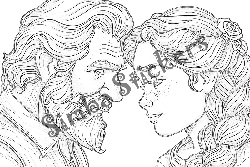 Colouring pages, bundle of people, grandparents with children, 25 images