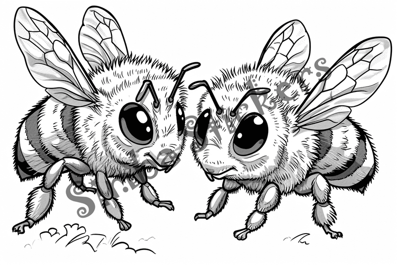 Colouring pages, bundle of bees, 50 images