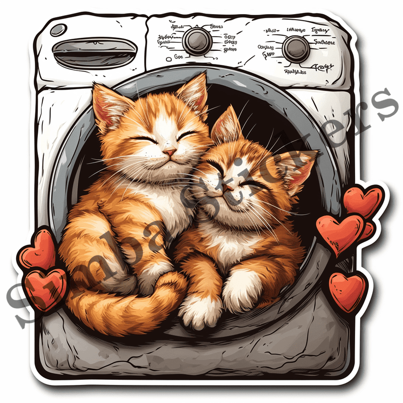 Cats and kittens on or in washing machines, image set, 10 images
