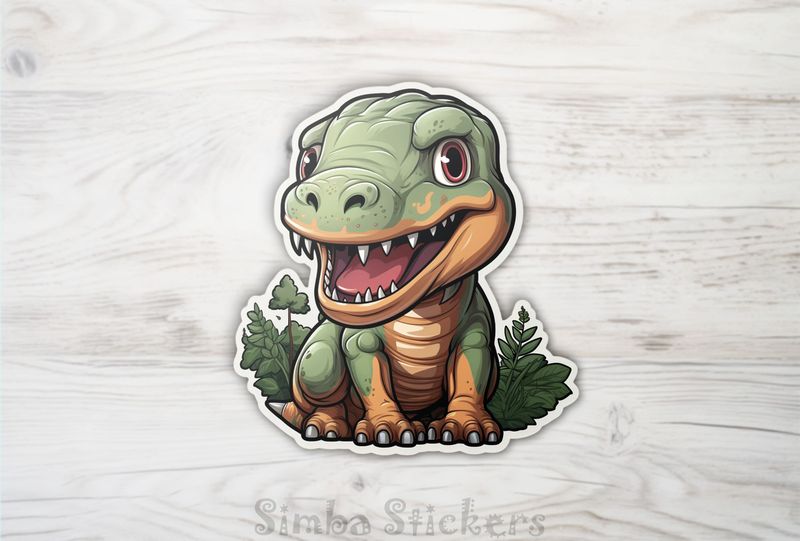 Happy green dinosaur child smiling