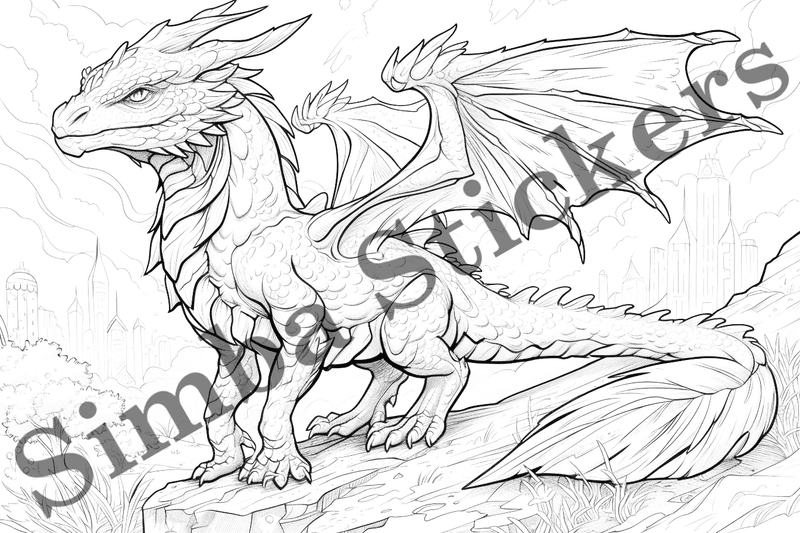 Colouring pages, bundle of dragons, 25 images