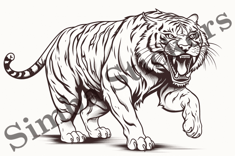 Colouring pages, bundle of tigers, 25 images