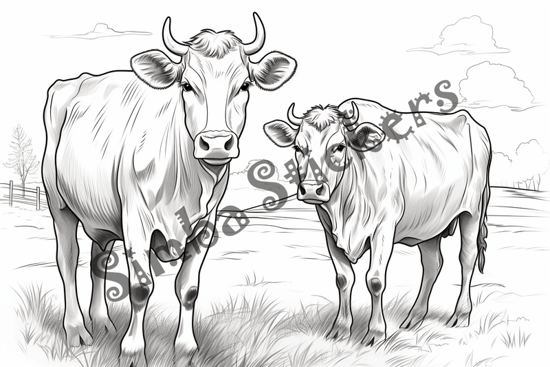 Colouring pages, bundle of cattle, complex, 25 images