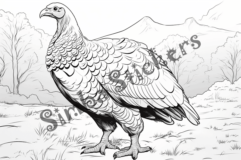 Colouring pages, bundle of individual turkeys, 25 images