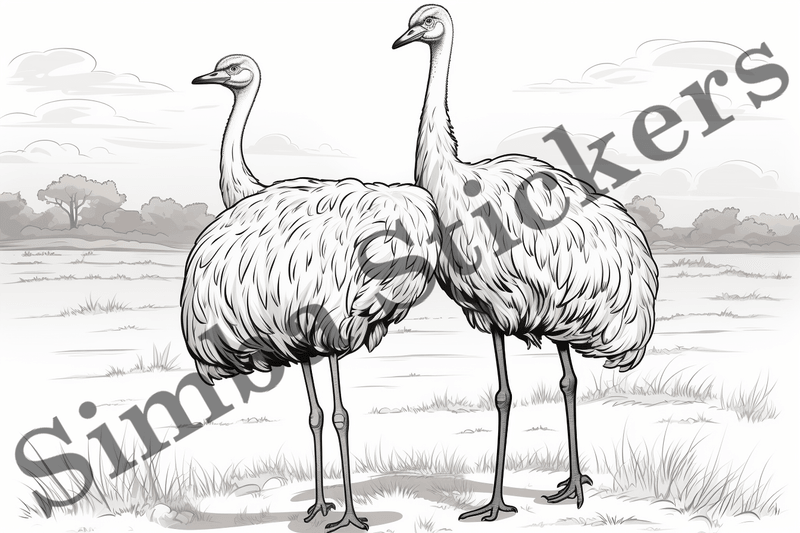 Colouring pages, Bundle of ostriches, 25 images