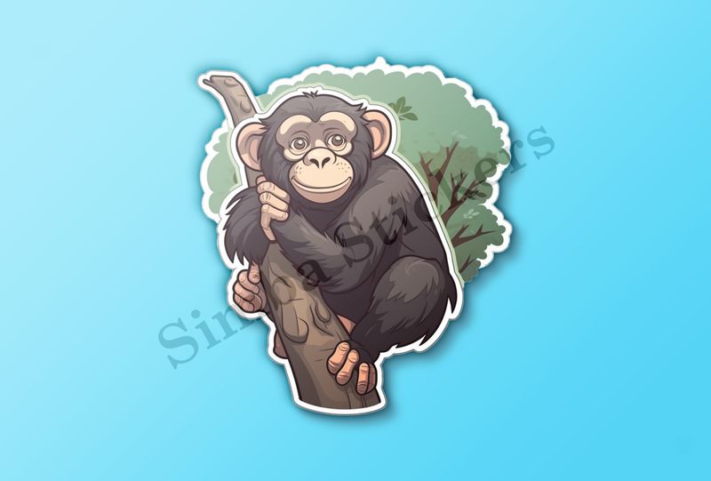 Chimpanzee on a branch in a tree