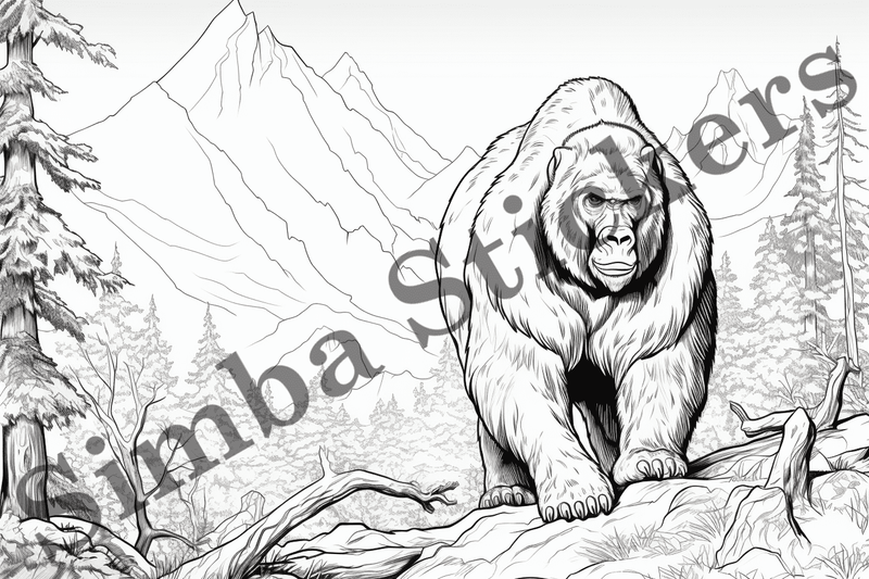 Colouring pages, bundle of gorillas, 25 images