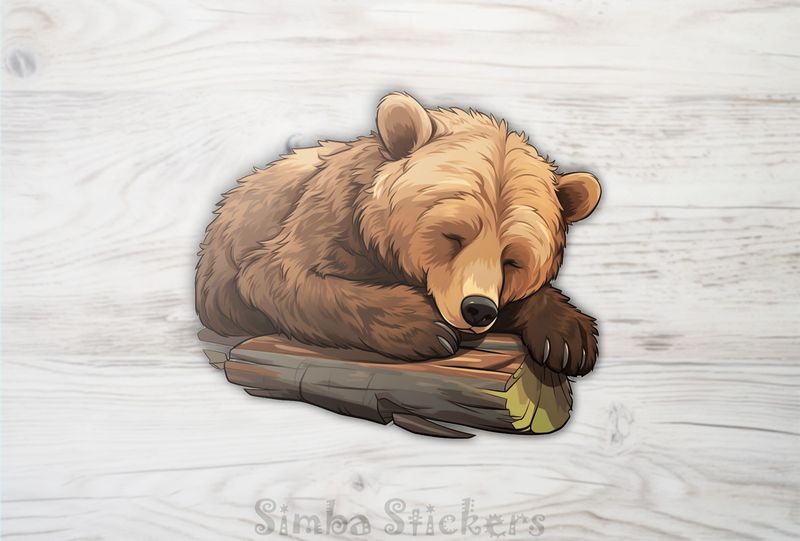 Bear sleeping peacefully on a log, ilr598