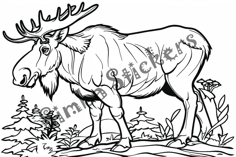 Colouring pages, Bundle of moose, 50 images