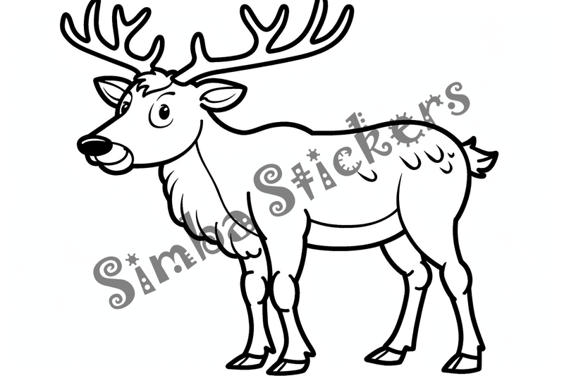 Colouring pages, bundle of singular elk calves or with calves, 10 images