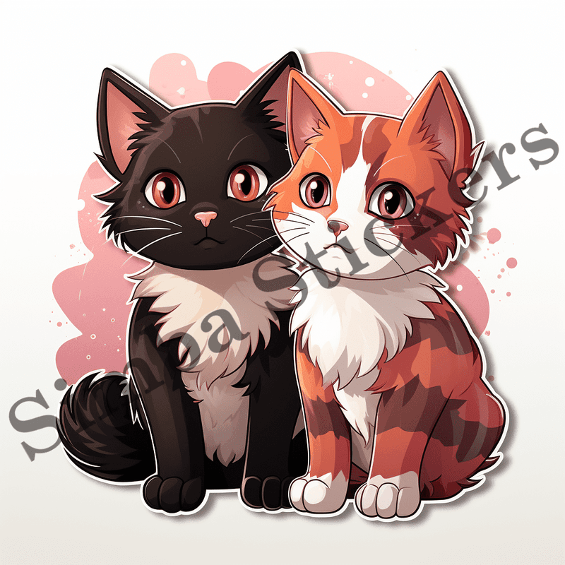 Japanese Bobtail cats in love, image set, 10 images