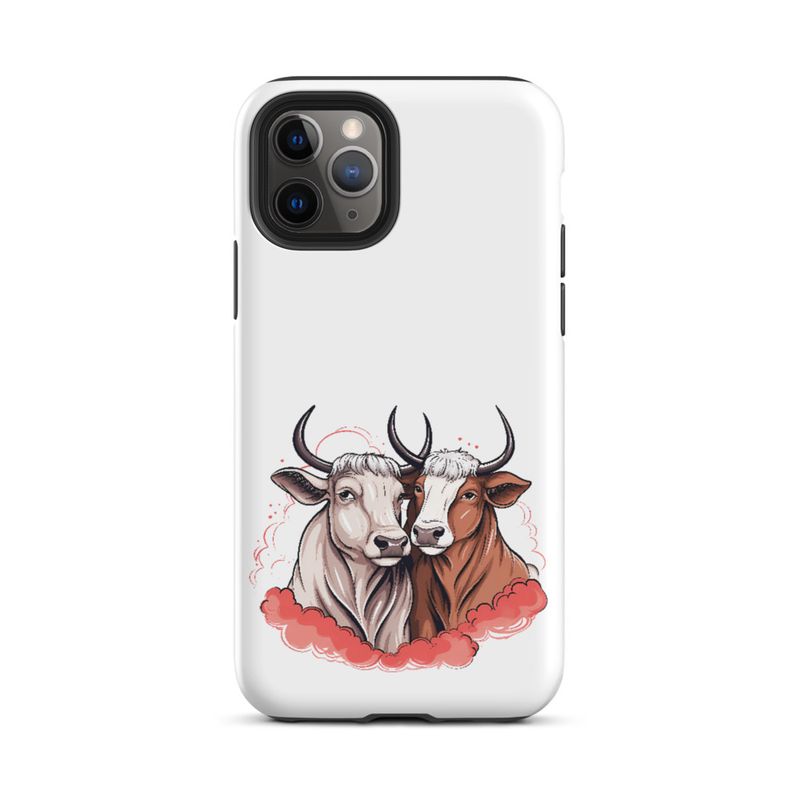 Tough Case for iPhone, Bull and cow, romantic, reddish clouds, qoucds