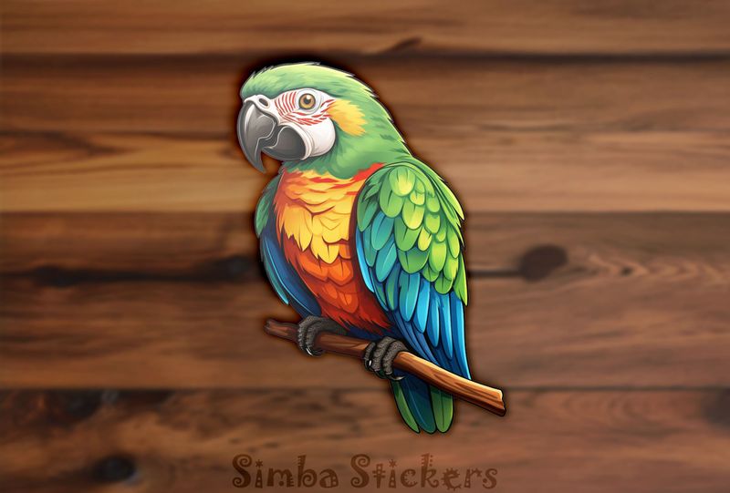 Greenish parrot with orangey chest and black beak, epiwsi