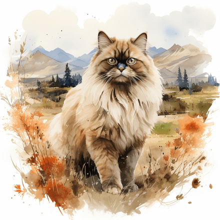 Himalayan cats, watercolour, image set, 10 images