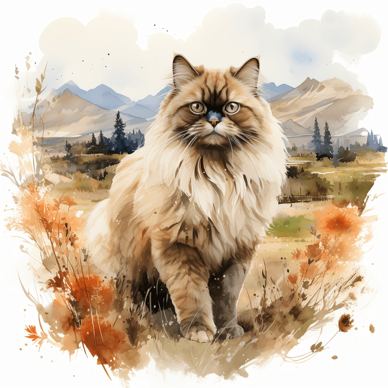 Himalayan cats, watercolour, image set, 10 images