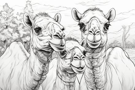 Colouring pages, bundle of camels, 25 images