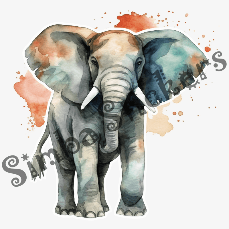 Elephants, watercolour, image set, 25 images, fqfyyp