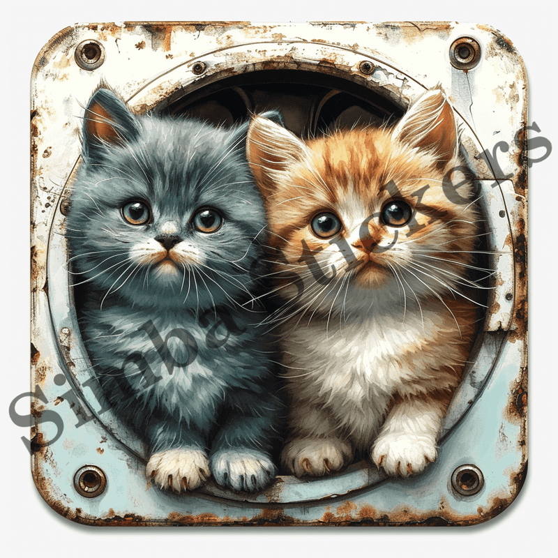 Cats and kittens on or in washing machines, image set, 10 images