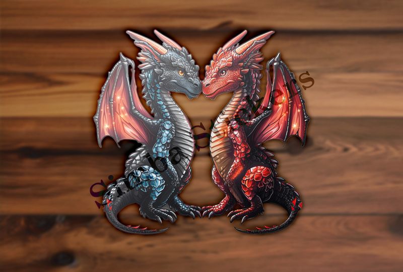 Red dragon, black dragon in love