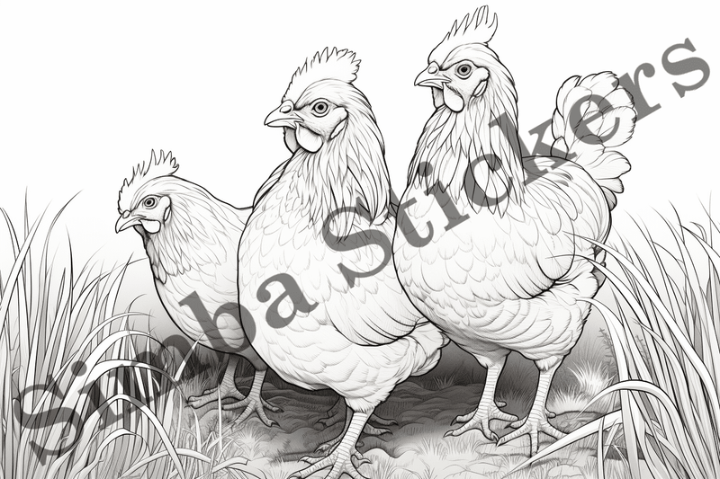 Colouring pages, Bundle of chicken, 25 images