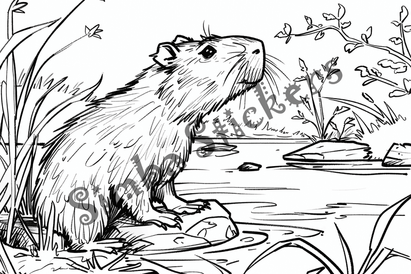 Colouring pages, bundle of capybaras, 50 images