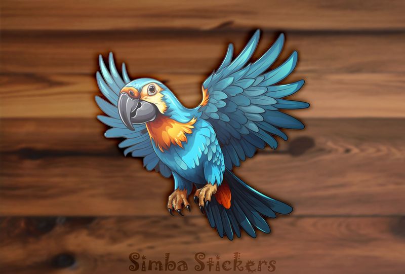 Bluish parrot with wings outspread, ecthc6