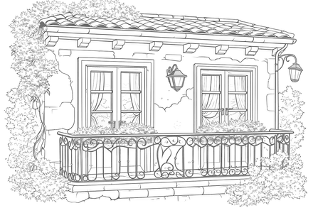 Colouring pages, bundle of houses, Mediterranean, 10 images