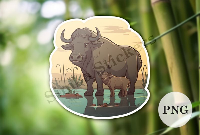 Buffalo mother with calf