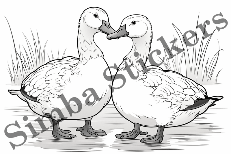 Colouring pages, Bundle of ducks in love, 10 images